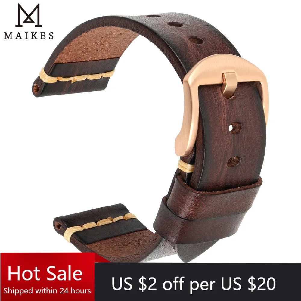 Top Trends: Maikes Genuine Leather Watchband For Galaxy Watch Strap 18mm 20mm 22mm 24mm Watch Band Tissote Timex Omega Wrist Bracelets Shoppable Styles