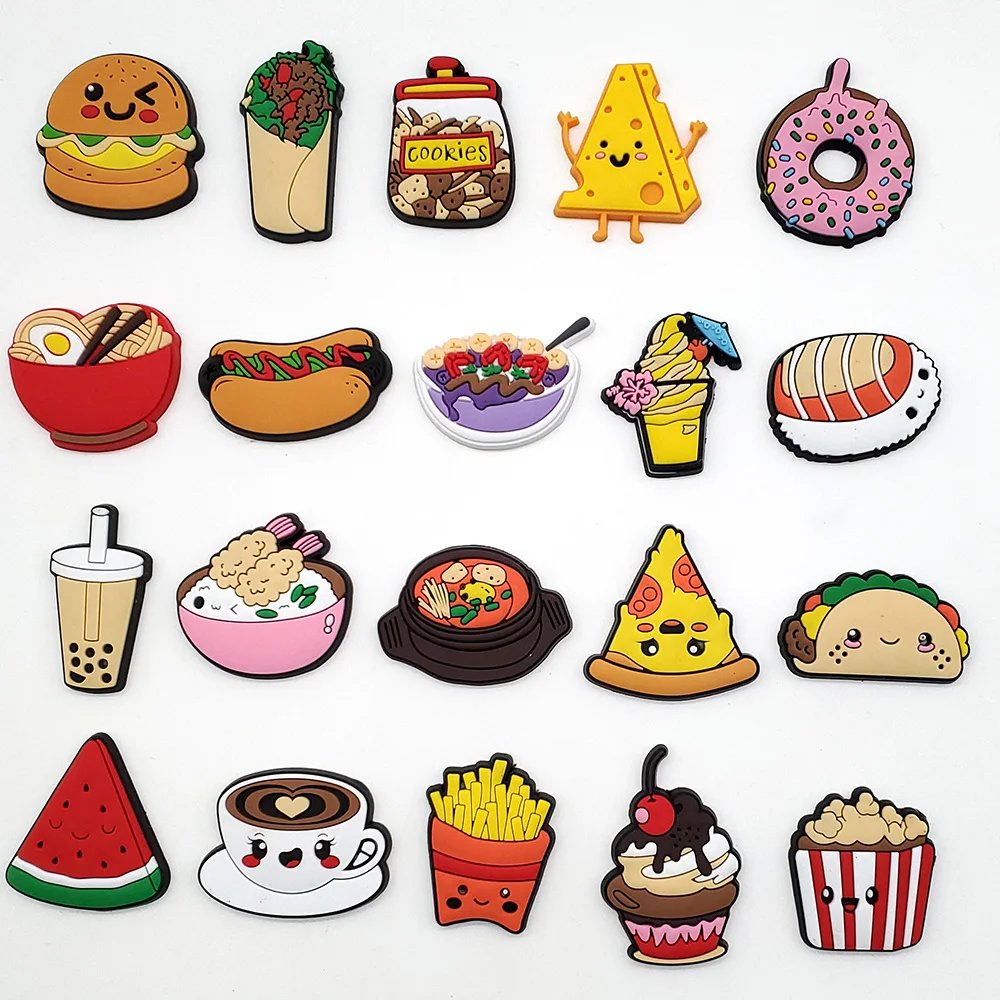 Top Trends: 1Pcs Cute Cartoon Food PVC Shoe Charms Designer Shoes Accessories For Women Jibz For Croc Diy Wristband Backpack Party Gift Shoppable Styles