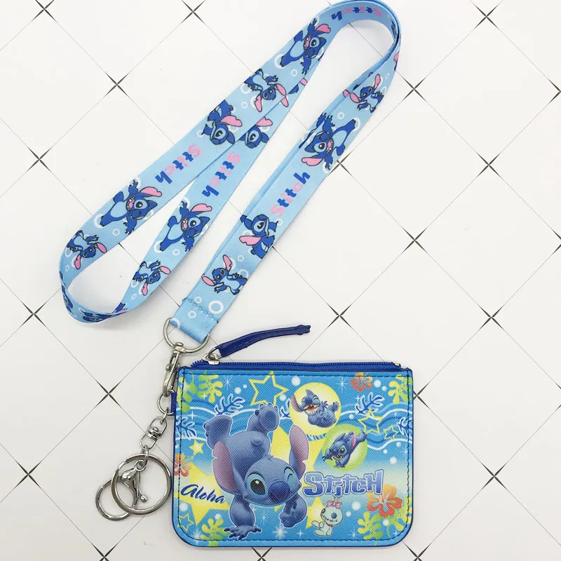 Top Trends: Disney Stitch PU Coin Purse Card Holder Keychain Key Lanyard Meal Card Bus Card Case Coin Bag Mickey Mouse Document Card Bag Shoppable Styles