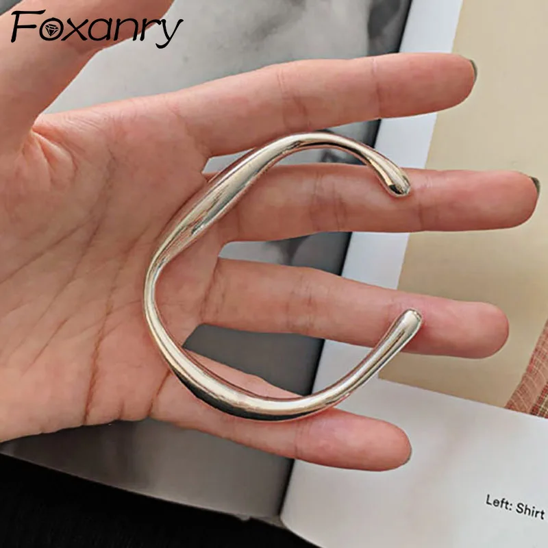 Top Trends: Foxanry Minimalist Stamp Solid Bracelet Spring New Trendy Irregular Geometric Birthday Party Jewelry Gifts Shoppable Styles