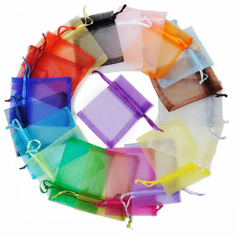 Top Trends: 50pcs / lot Transparent Organza Gift Bags Christmas Halloween Gift Box Drawstring Pouches Jewelry Packaging Wedding Candy Gift Bag Shoppable Styles