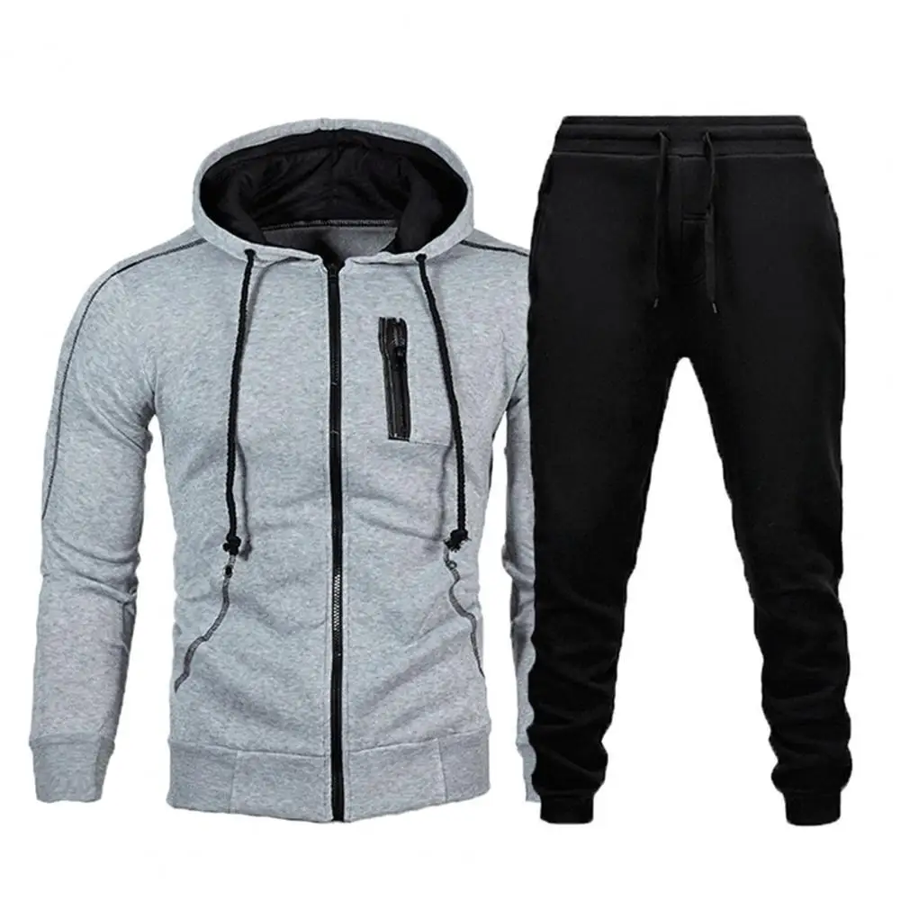 Top Trends: Men Tracksuit Set Color Block Hooded Men Long Sleeve Drawstring Sweatshirts Pants For Sports Men&#039;s Sets Black Xxxl Ropa Hombre Shoppable Styles