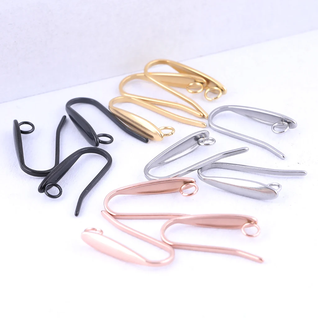 Top Trends: 40pcs Hypoallergenic Earrings Hooks Stainless Steel Diy Rose Gold Plated Black Ear Wire For Earring Jewelry Making Components Shoppable Styles