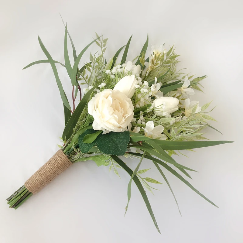 Top Trends: Ivory Poney With Tulip Nature Real Feel Artificial Flower Hand Hold Bouquet For Bridesmaid Cheap Ramo Novia Boda Para Lanzar Shoppable Styles - Image 4