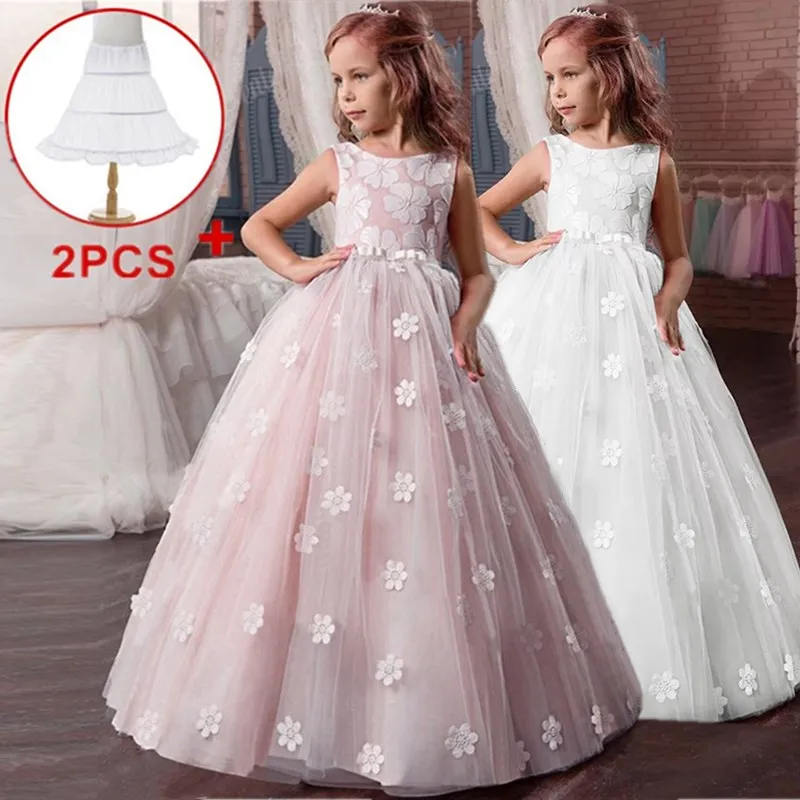 Top Trends: Princess Lace Bow Flower Girl Dresses Sleeveless First Communion Gowns Bridesmaid Wedding Party Formal Dresses Teen Pageant Gown Shoppable Styles