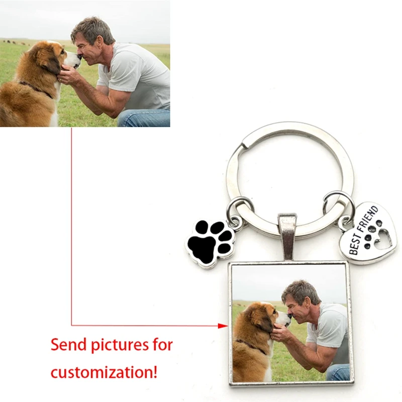 Top Trends: Custom DIY Dog Photo Keychain I Love Dog Glass Crystal Pendant Mini Heart Keychain Square Key Man Girl Favorite Gift Souvenir Shoppable Styles