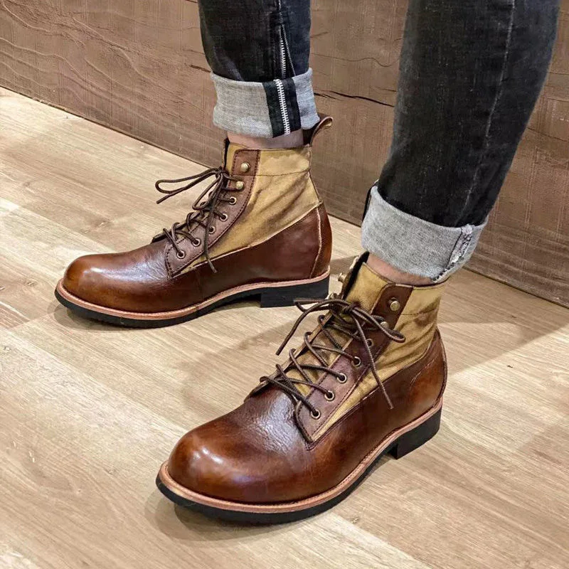 Top Trends: Autumn Winter Men's Short Boots Retro Make Old American Casual Oaratrooper Locomotive Shoes EUR 38-48 Shoppable Styles - Image 5