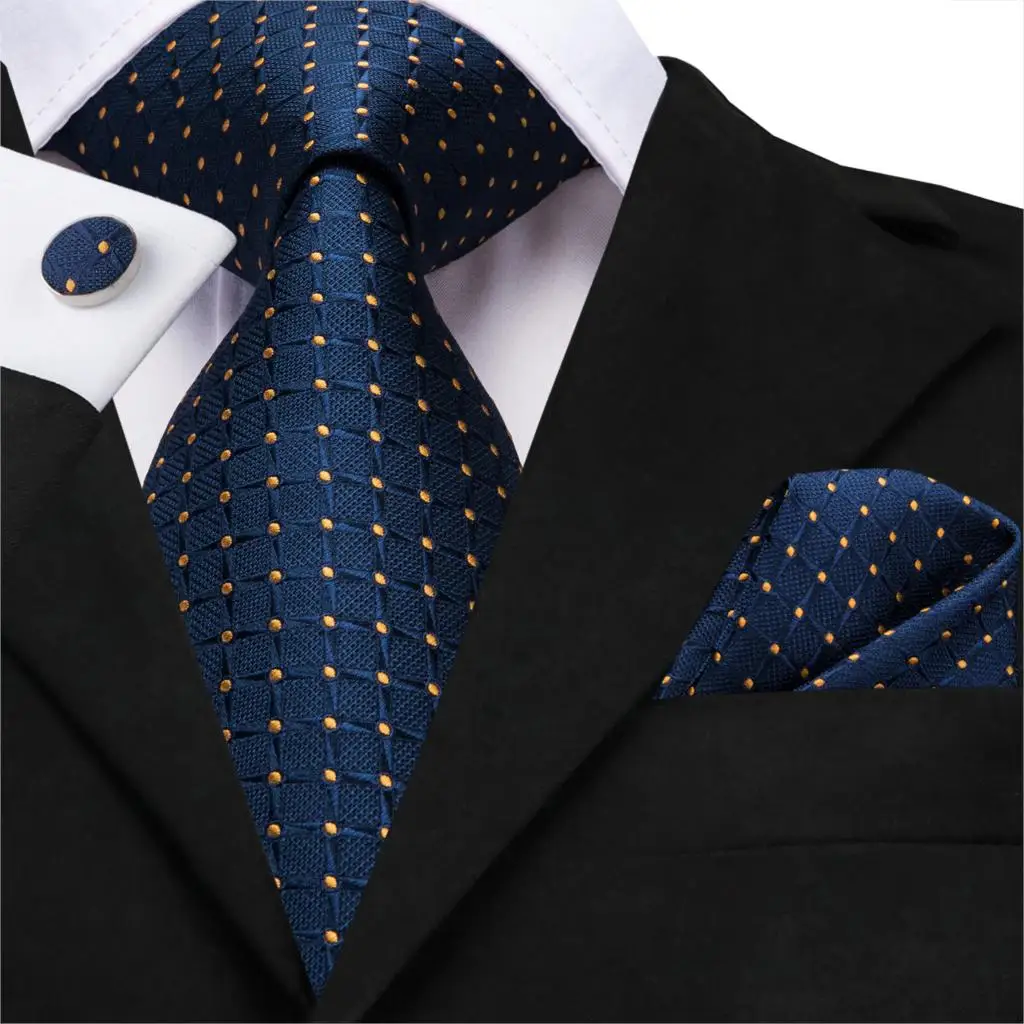 Top Trends: Business Tie For Men Silk Blue Tie Dots Necktie Set Plaid Cufflinks For Wedding Business Tie 150cm Hi-Tie SN-3529 Dropshipping Shoppable Styles