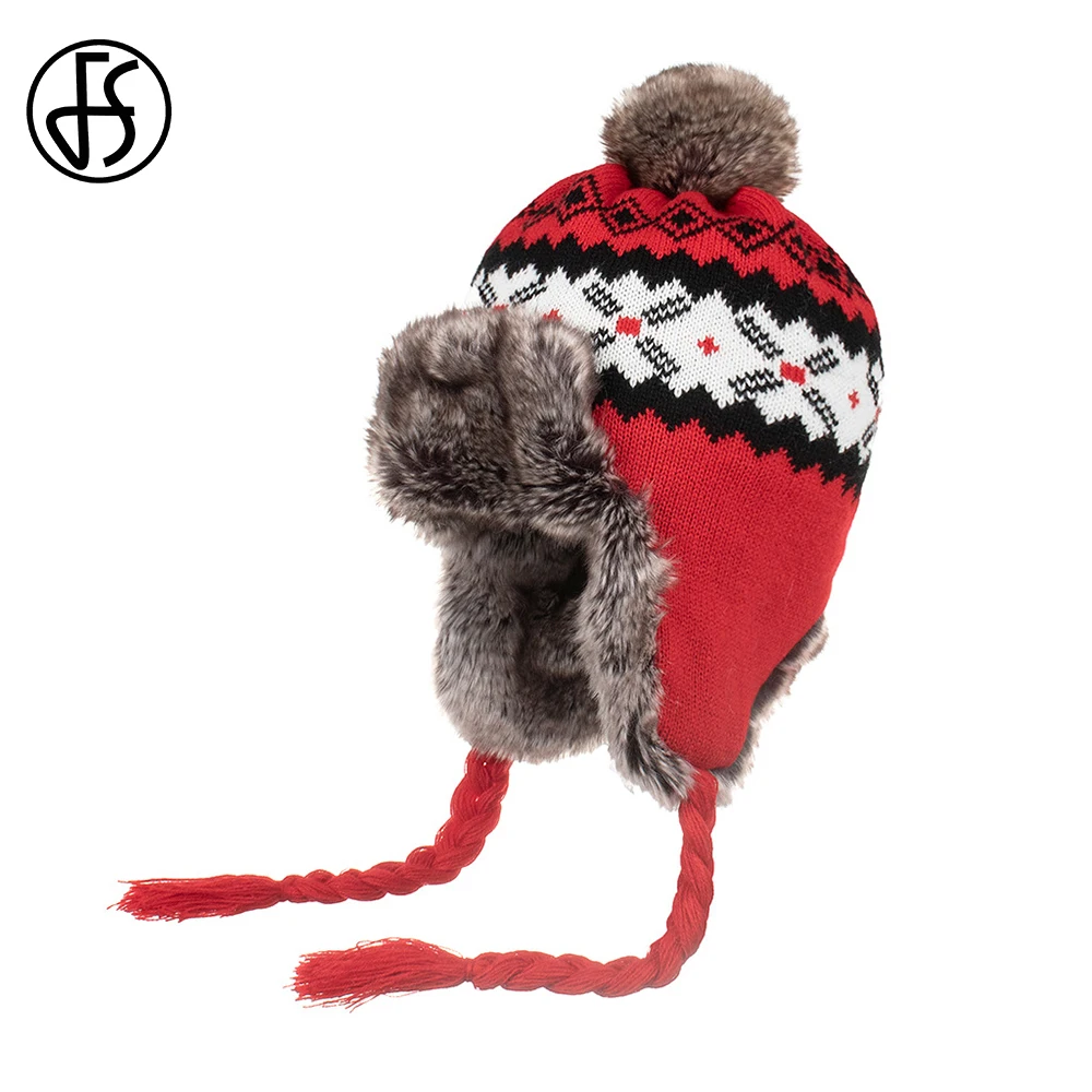 Top Trends: FS 2024 Winter Woolen Trapper Bomber Hats For Men Women Outdoor Warm Snow Earflap Hat With Fur Pompom Red Windproof Russian Cap Shoppable Styles