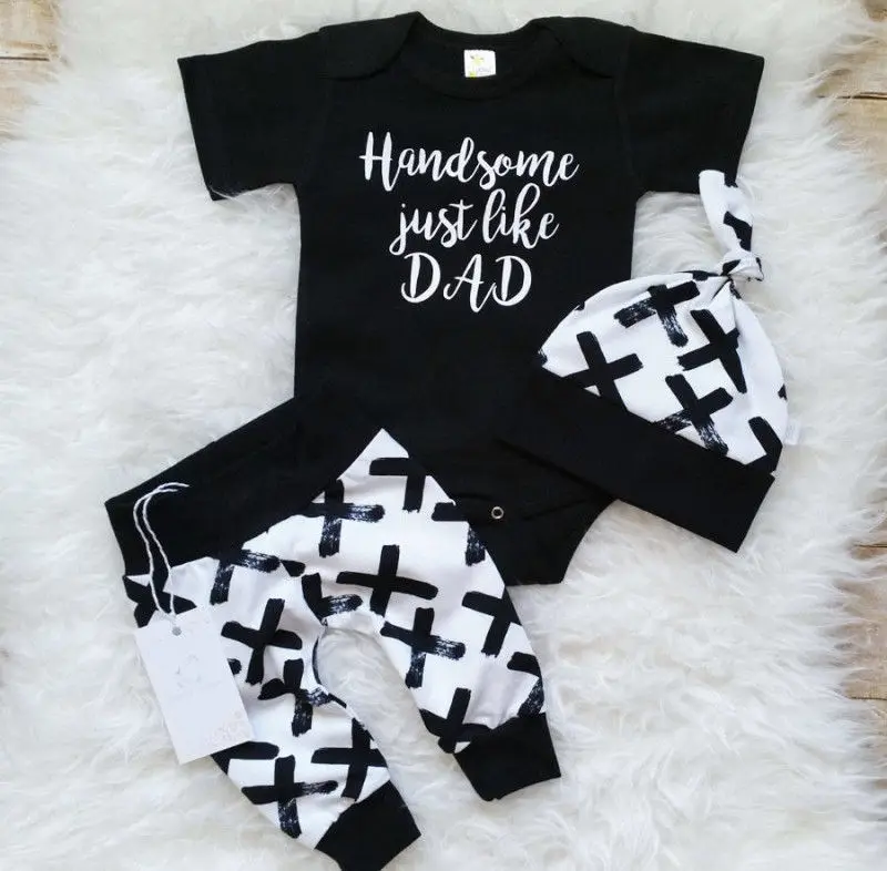 Top Trends: 0-24 Month Toddler Kids Baby Boy 3Pcs Clothes Set Newborn Infant Boys Cotton Tops Romper Pants Leggings Outfits Clothing Shoppable Styles