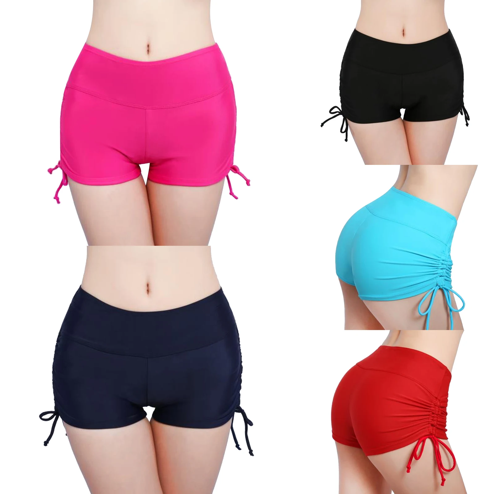 Top Trends: Women’s Swim Shorts, High Waist Sides Drawstring Stretch Sports Boyshorts Bathing Suit Tankini Bottoms Shoppable Styles