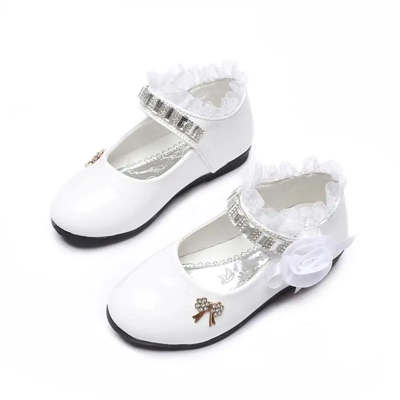 Top Trends: 2021 New Flower Girls Shoes Spring Autumn Princess Lace PU Leather Shoes Cute Bowknot Rhinestone For 3-11 Ages Toddler Shoes Shoppable Styles