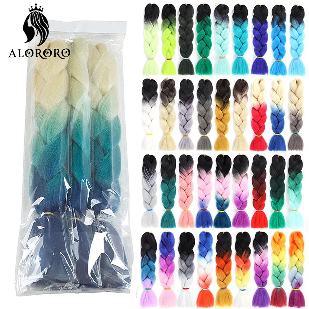 Top Trends: Alororo Synthetic Hair 24 Inch Ombre Extensions Hair For Braids Afro Blue Pink Purple Crochet Braiding Hair Wholesale Shoppable Styles