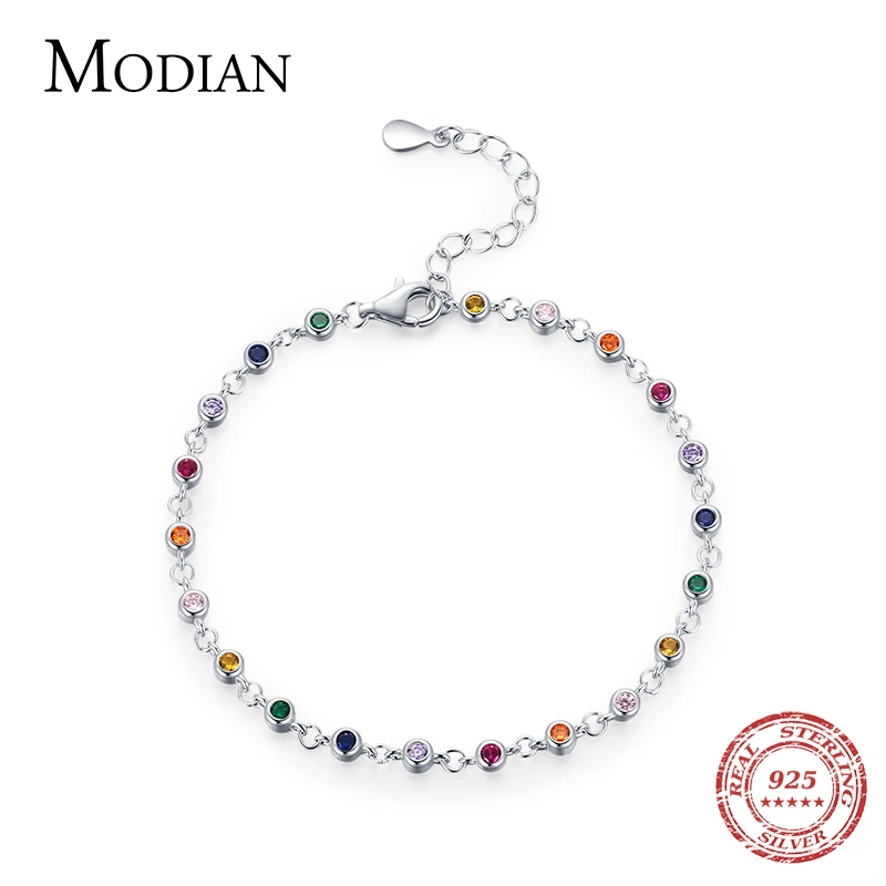 Top Trends: MODIAN Bohemia Style Charm Chain Bracelet For Women Real 925 Sterling Silver Rainbow Color CZ Female Fashion Jewelry Accessory Shoppable Styles