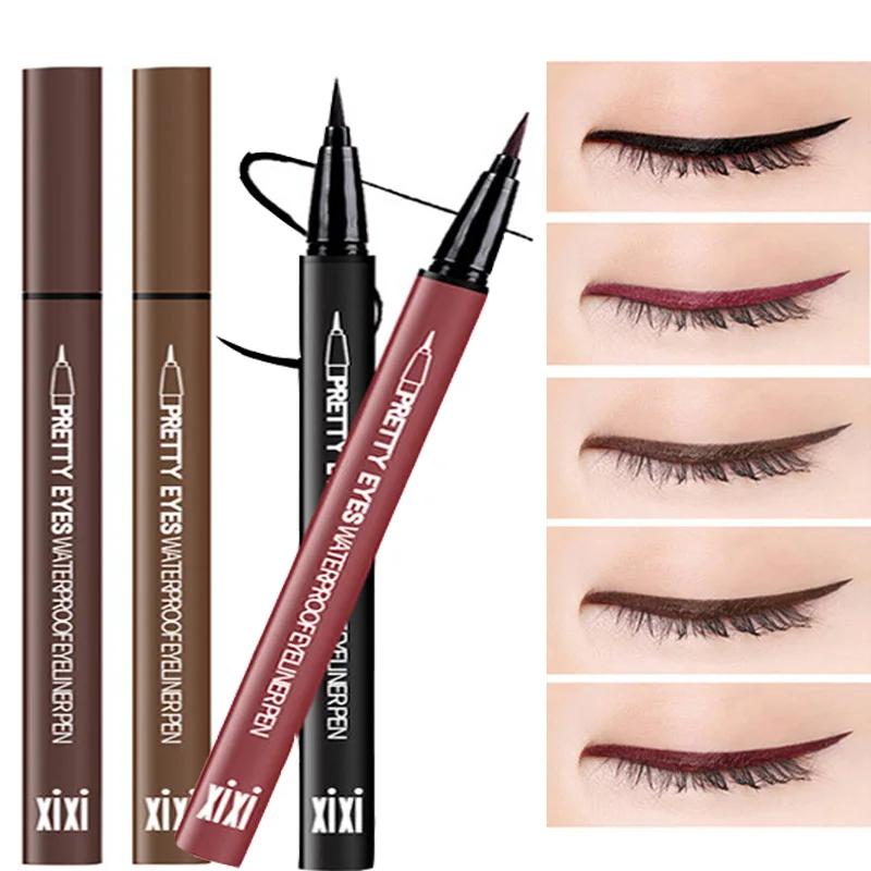 Top Trends: Waterproof Fast Dry Smooth Eyeliner Pencils 5 Colors Eyes Brown Black Red Color Pigments Liquid Eye Liner Pen Make Up Tools Shoppable Styles