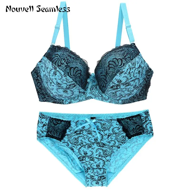 Top Trends: Nouvelle Seamless Famous Brand Sexy High-quality Female Print Bra Set, Lace Flower Push-up Bra Underwear Set. Large Size Underwe Shoppable Styles