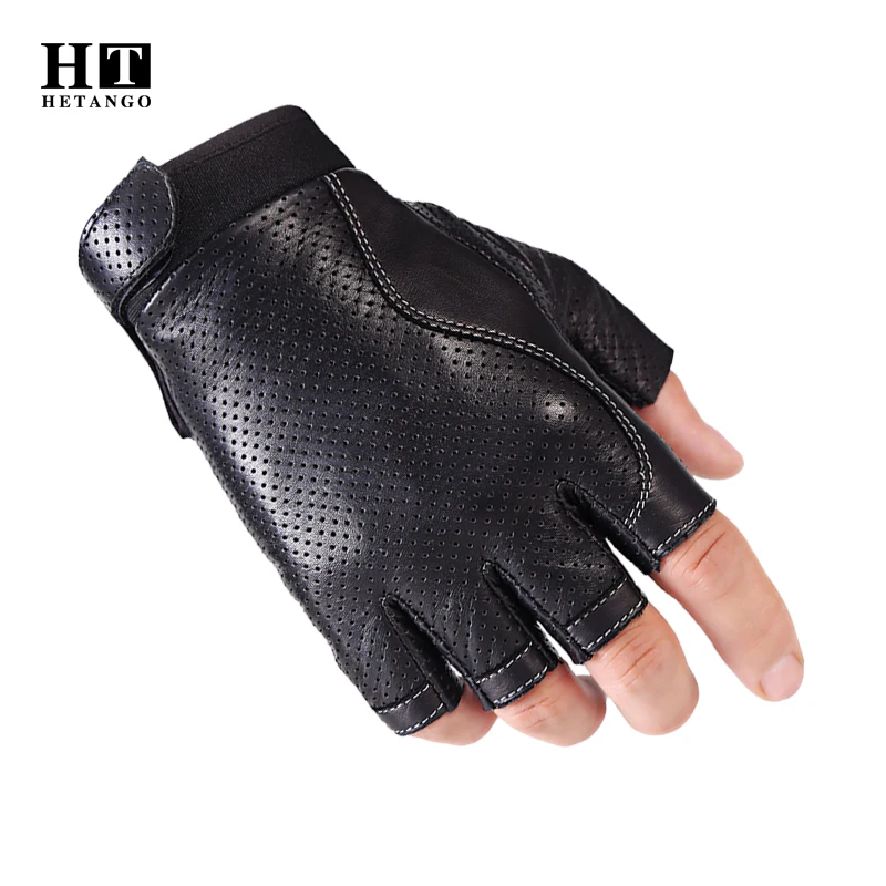 Top Trends: 2020 Men's Tactical Leather Gloves Outdoor Sport Motocross Weightlifting Air Gun Wear-resistant High Quality Fingerless Gloves Shoppable Styles