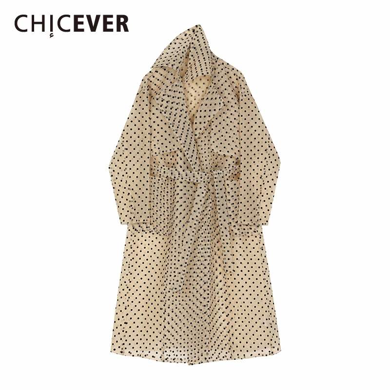 Top Trends: CHICEVER Korean Polka Dot Print Hit Color Jacket Women Lapel Collar Long Sleeve Lace Up Summer Coats Female 2020 Casual Fashion Shoppable Styles