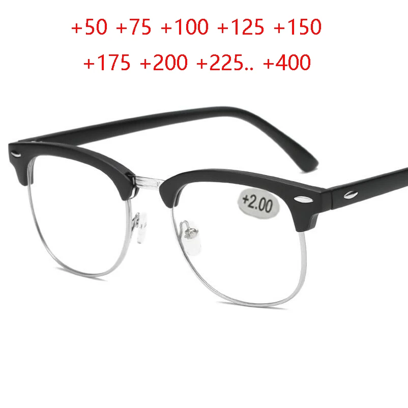 Top Trends: Metal Half Frame Reading Glasses Presbyopic Eyewear Male Female Far Sight Glasses With Strength + 0.5 + 0.75 + 1.0 + 1.25 To + 4.0 Shoppable Styles