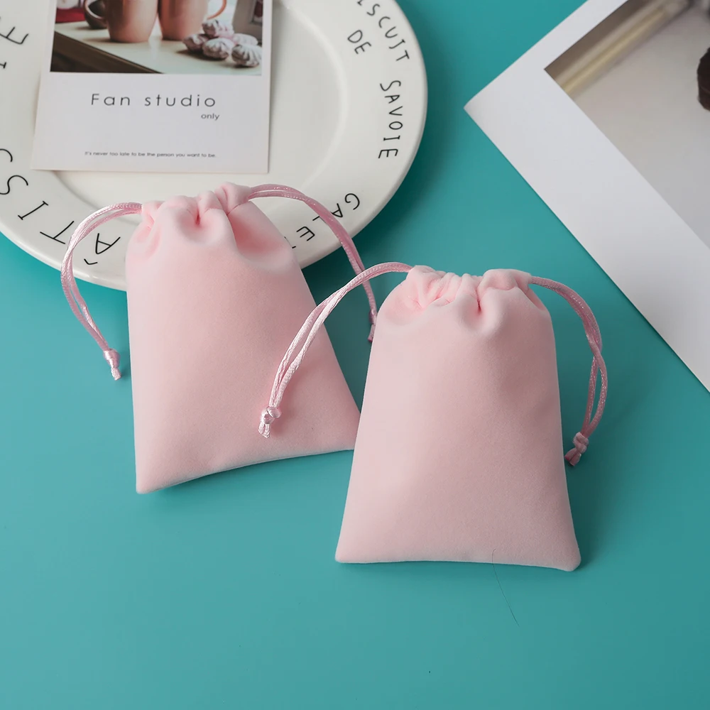 Top Trends: Jewelry Drawstring Velvet Bag Box Packaging Gift Pouches Earrings Ring Necklace Jewelry Candy Cotton Flannel Bag Can Custom Shoppable Styles