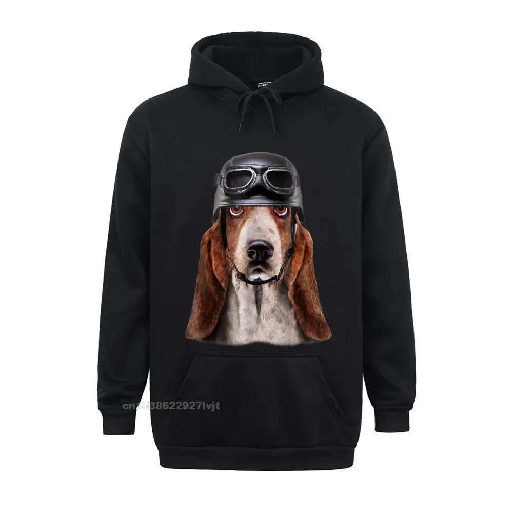 Top Trends: Basset Hound Dog Biker In Motorcycle Helmet Hoodie Tees Coupons Normal Cotton Men Hoodie Printed On Shoppable Styles