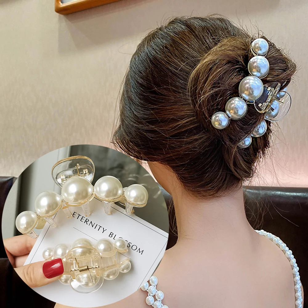 Top Trends: New Big Pearls Acrylic Hair Claw Clips Crab Hairpins Large Makeup Hair Styling Barrettes For Women Hair Accessories Bow Hairgrip Shoppable Styles