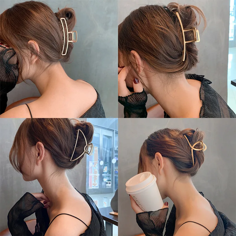 Top Trends: 2021 New Women Elegant Gold Hollow Geometric Metal Hair Claw Vintage Hair Clips Headband Hairpin Hair Crab Hair Accessories Shoppable Styles - Image 4