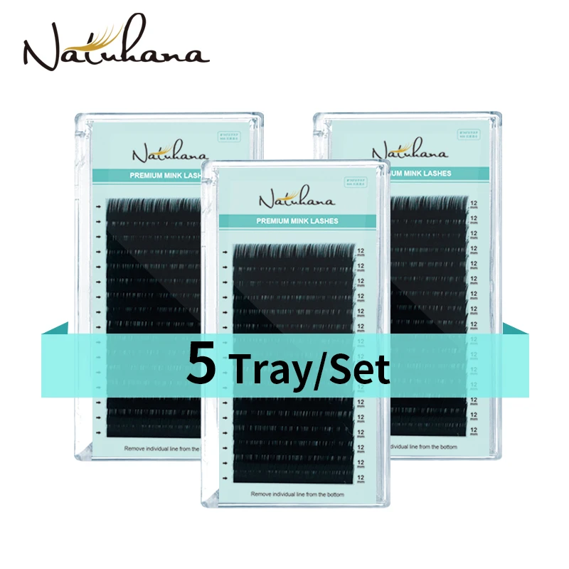 Top Trends: NATUHANA Wholesale 5Cases / Lot Artificial Mink Eyelash Extension Set B C D Curl Silk Eye Lashes Individual False Mink Eye Lashes Shoppable Styles