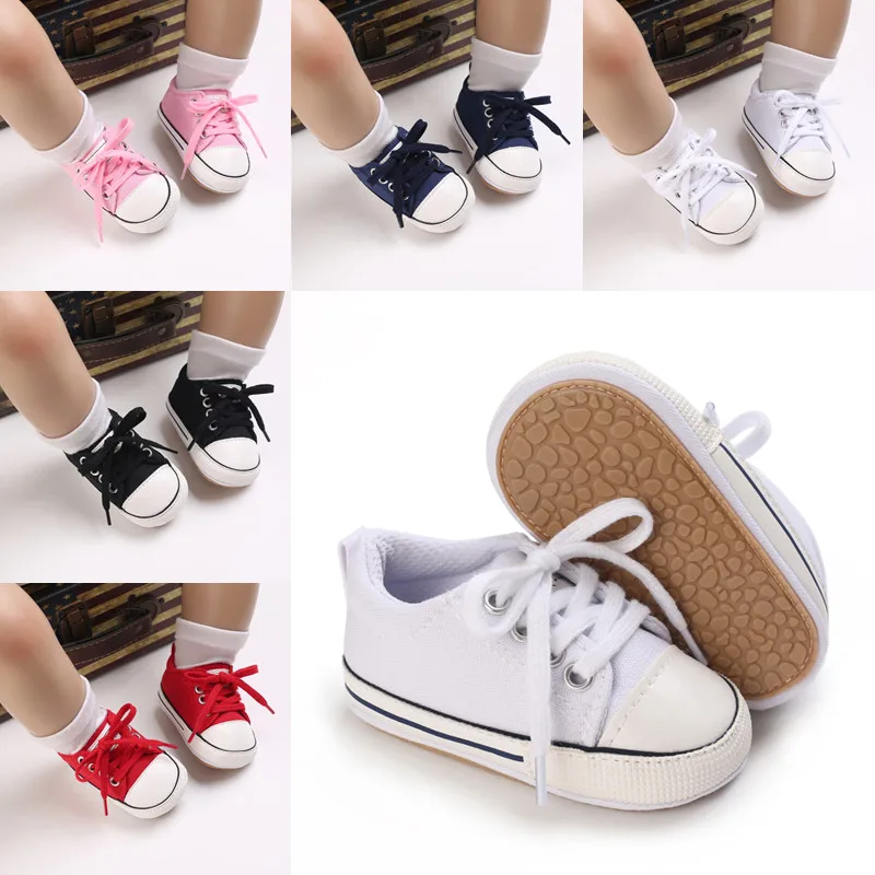 Top Trends: Brand New Infant Baby Girl Boy Shoes Newborn Rubber Sole Sneaker Shoes Lace Up Canvas Shoes Sport Casual First Walkers For 0-18M Shoppable Styles