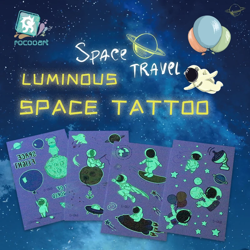 Top Trends: Luminous Astronaut Universe Temporary Tattoos Sticker For Kids Fake Tattoo Planets Star Tatoos Children Waterproof Space Man Shoppable Styles