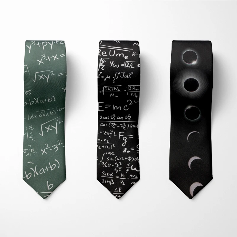 Top Trends: Men&#039;s Fashion Digital Equation 3D Printed Ties 8cm Black Creative Novelty Necktie Tie For Men Unique Party Wedding Accessories Shoppable Styles