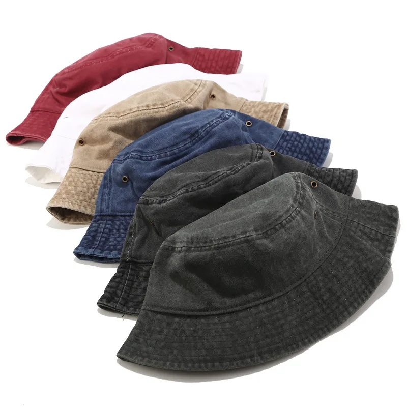 Top Trends: 2022 New Fisherman Hat Vintage Denim Bucket Hats Outdoor Men Women Washed Cotton Panama Hat Fashion Hip Hop Gorros Bob Hat Shoppable Styles