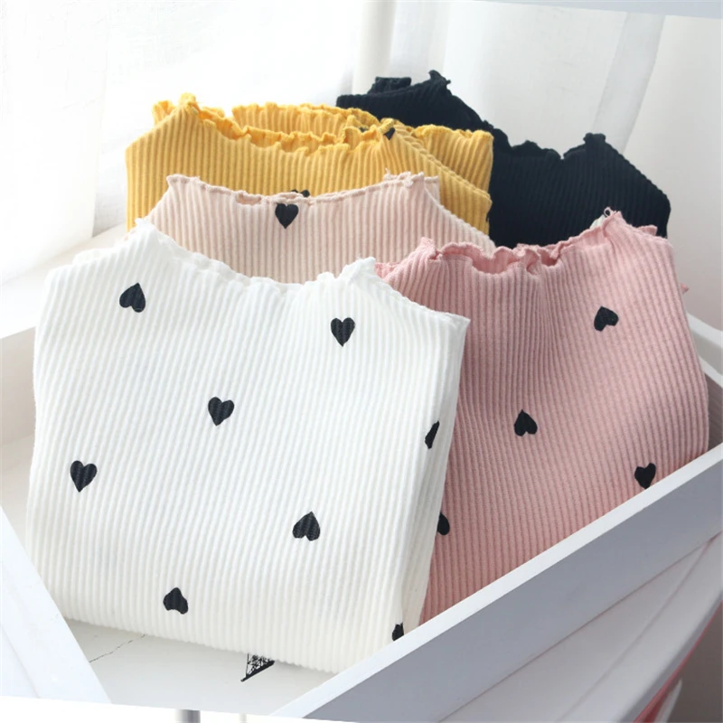 Top Trends: Girls T-Shirt Long-sleeve Baby Kids Turtleneck Bottoming Shirt For Children Love Clothes New Spring Girl Tops Hot New Shoppable Styles