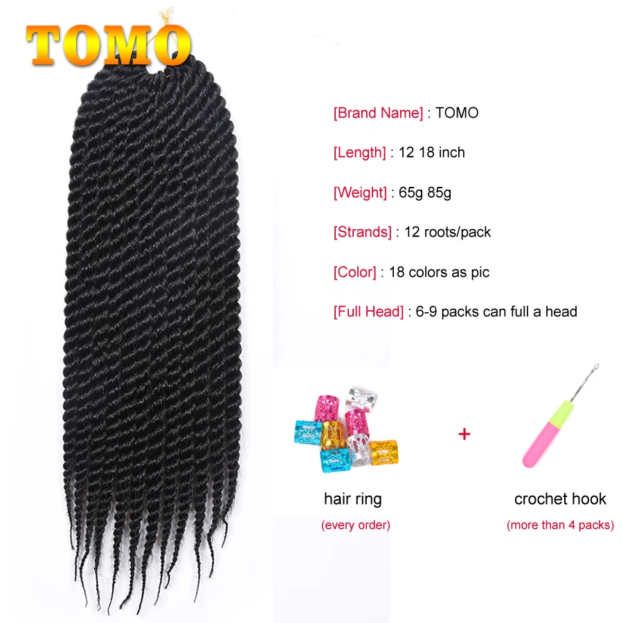 Top Trends: TOMO Jumbo Senegalese Twist Crochet Hair 12" 18 " Ombre Black Brown Color Synthetic Crochet Braiding Hair Extensions 12 Roots Shoppable Styles - Image 4