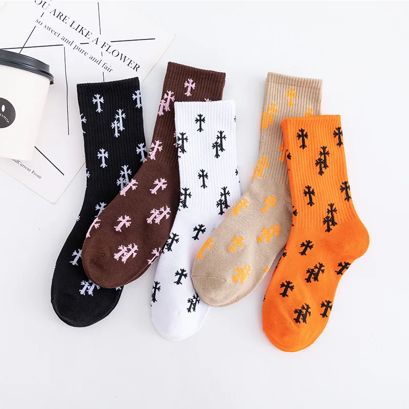 Top Trends: New Korea Harajuku Socks Female Embroidery Cross Cute Candy Fashion Simple Korean Love Pattern Cotton Socks Spring And Summer Shoppable Styles