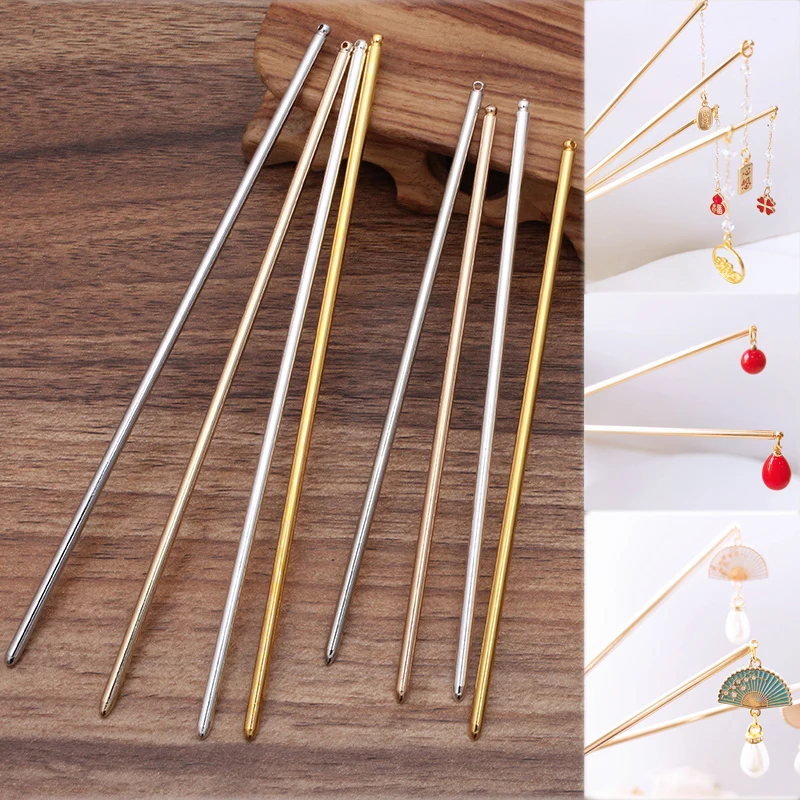 Top Trends: 10pcs Hair Sticks Metal Hair Pins Blank 125mm Long Rod Base For Jewelry Making Wedding Bridal Hair Accessories DIY Components Shoppable Styles