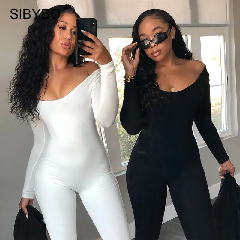 Top Trends: Sibybo Fall Winter Long Sleeve Jumpsuit Women V Neck Bodycon Rompers Womens Jumpsuit Black Casual Fitness Streetwear Overalls Shoppable Styles