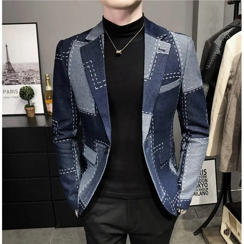 Top Trends: Top Quality Autumn Blazers Men Slim Fit British Plaid Formal Suit Jacket Male Party Wedding Business Slim Fit Casual Coat Tuxedo Shoppable Styles