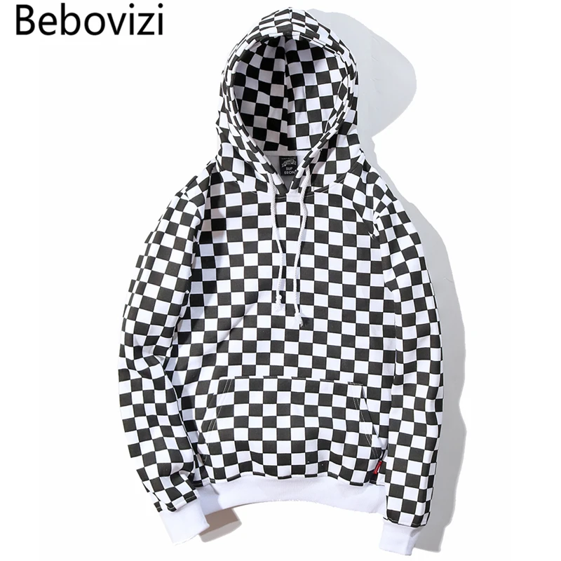 Top Trends: Bebovizi 2021 Mens Hip Hop Hoodie Sweatshirt Checkerboard Plaid Hoodie Streetwear Harajuku Fleece Hooded Pullover Hipster Shoppable Styles