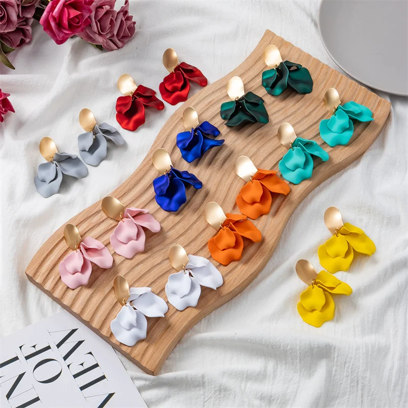 Top Trends: Petal Leaves Drop Earrings For Women Colorful Earrings Women's Accessories Geometric Korean Fashion Jewelry Gift Design Trend Shoppable Styles