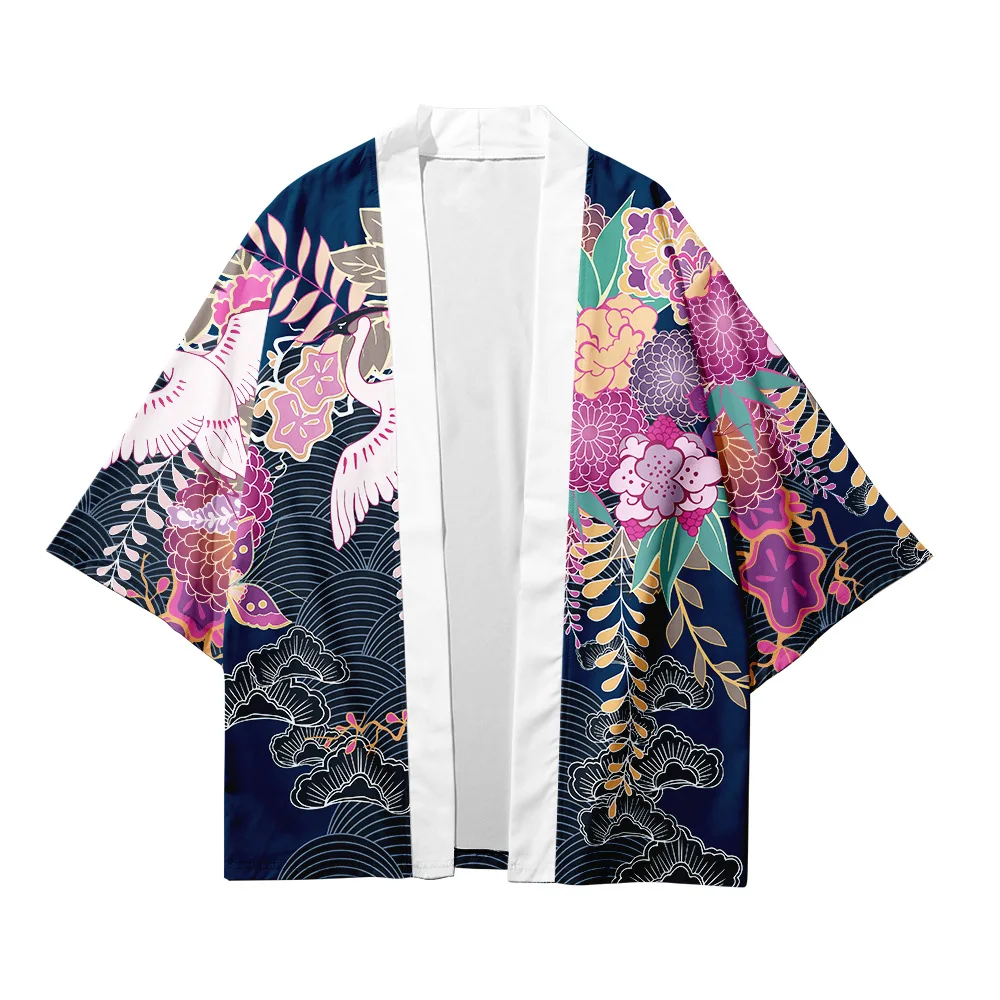 Top Trends: Plus Size 6XL 5XL 4XL 3XL Red Crane Print Loose Japanese Cardigan Women Men Harajuku Kimono Cosplay Tops Blouse Yukata Clothing Shoppable Styles