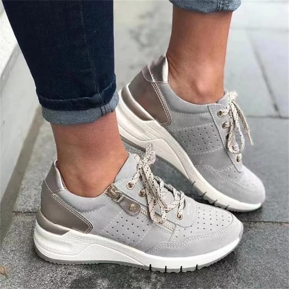 Top Trends: New Woman Vulcanize Shoes 2024 Spring Fashion Flower Ladies Wedge Lace Up Casual Shoes 35-43 Large-Sized Female Sneakers Shoppable Styles - Image 2