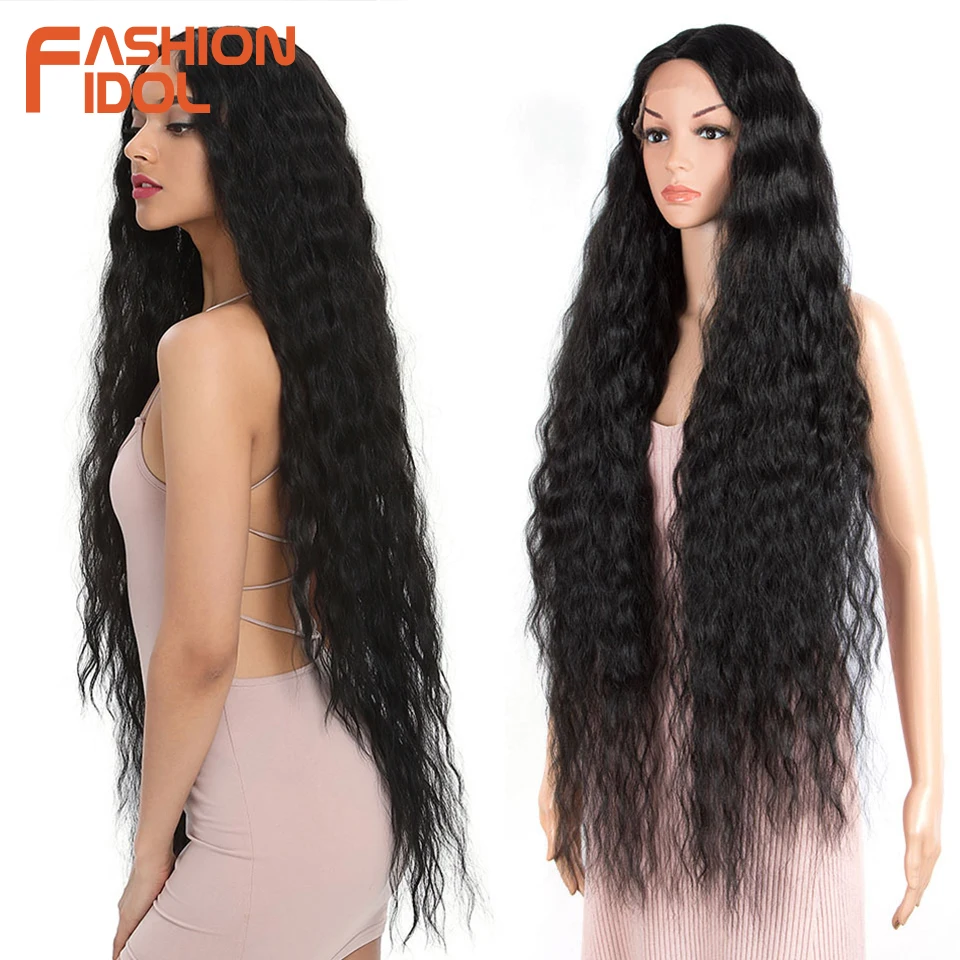 Top Trends: FASHION IDOL 42" Loose Wave Lace Front Wig Hair Synthetic Wigs For Women Ombre Blonde Water Wavy Long Curly Hair Wig Cosplay Shoppable Styles