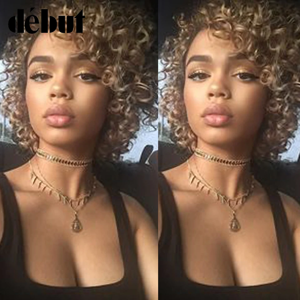 Top Trends: Debut Jerry Curly Human Hair Wig Brazilian Remy Human Hair Wigs For Black Women Ombre Short Bob Curly Wigs Shoppable Styles