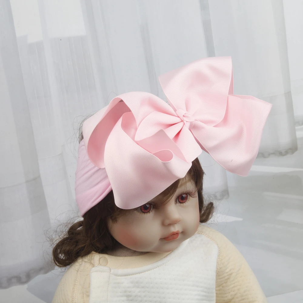 Top Trends: 8inch Bows Nylon Headbands For Baby Girls Kids Soft Bows Knot Turban Hair Bands Baby Hair Accessories Children Headwear Shoppable Styles - Image 5