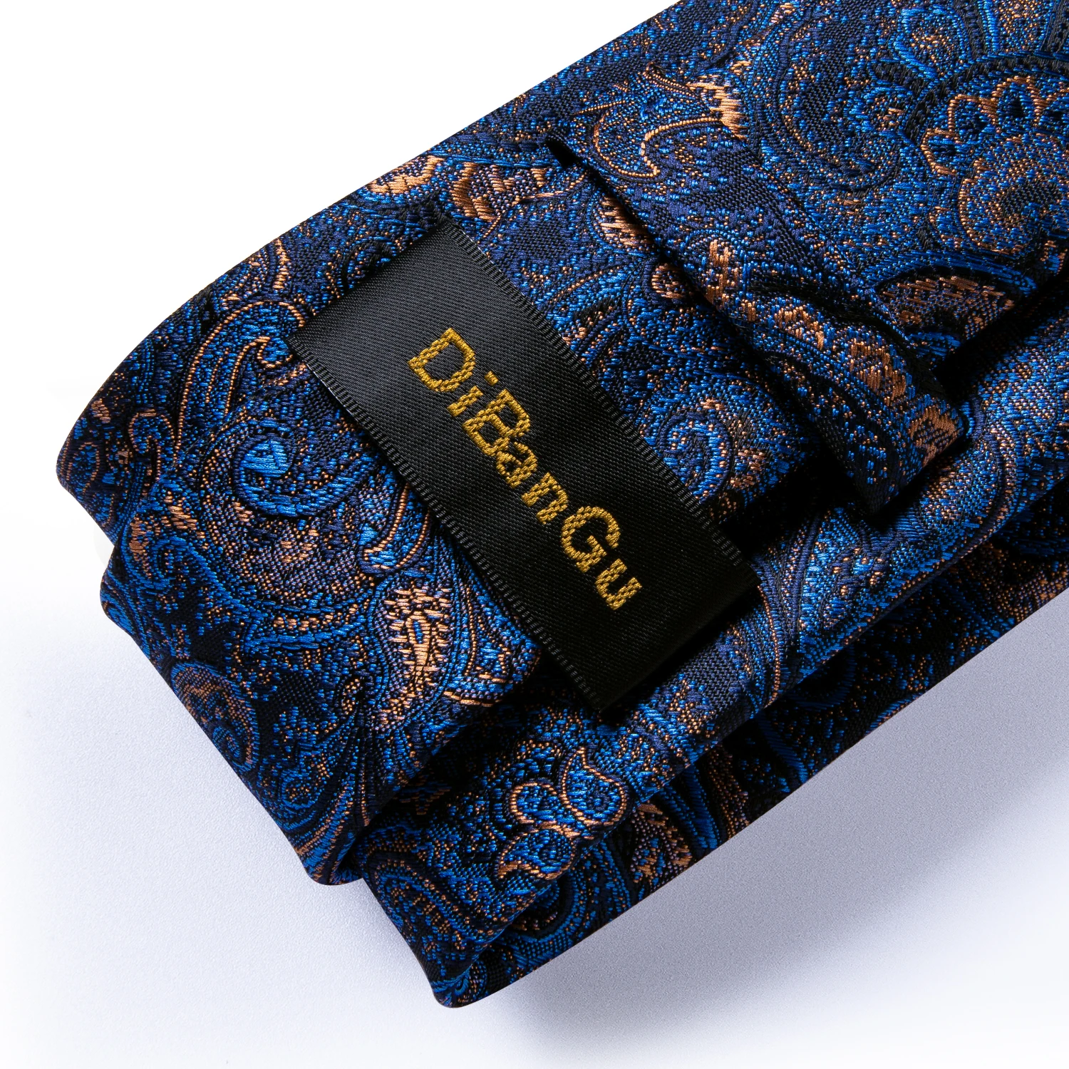 Top Trends: Luxury Blue Gold Paisley Silk Ties For Men Business Wedding Neck Tie Set With Tie Ring Brooch Pin Men's Cufflinks Pocket Square Shoppable Styles - Image 4