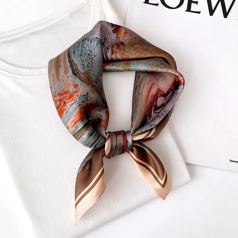 Top Trends: Fashion Women Summer 100% Silk Neck Scarf For Hair Headband Luxury 2023 Design Print Square Scarves Lady Bandana Kerchief Shoppable Styles