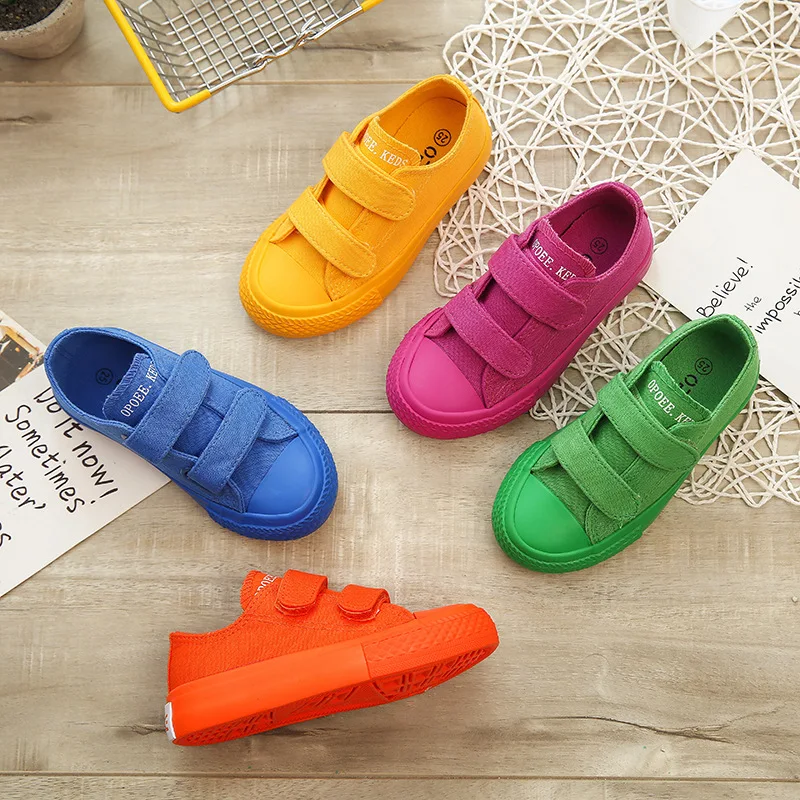 Top Trends: 2023 New Autumn Kids Canvas Shoes Breathable Boys Girls Fashion Sneakers Children Candy Color Sport Shoes Chaussure Enfant Shoppable Styles