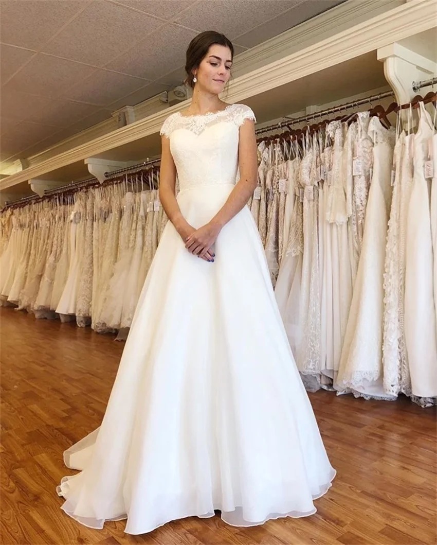 Top Trends: Simple Cap Sleeves Lace Wedding Dresses A-line Bridal Dress Full Length White Ivory Vestido De Novia 2023 Hot Sale Wedding Gown Shoppable Styles