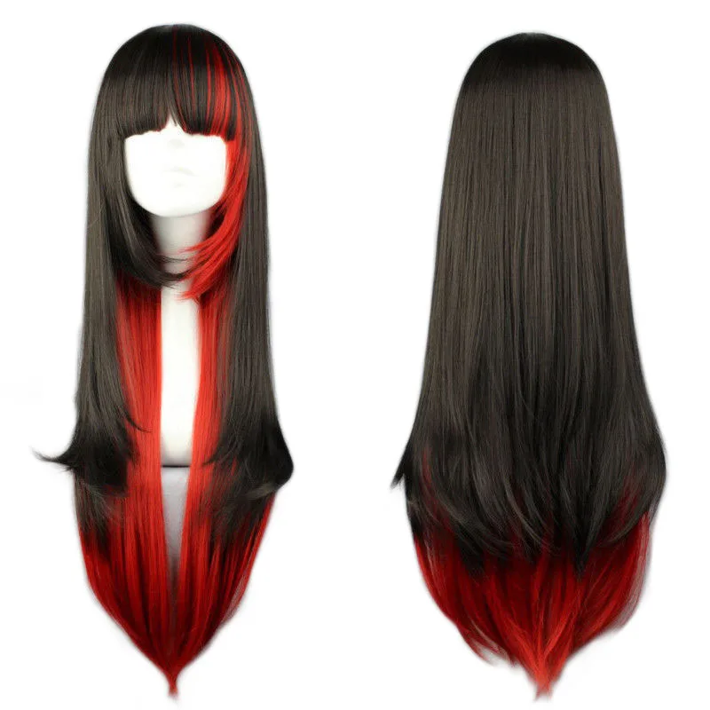 Top Trends: QQXCAIW Long Straight Cosplay Wig Women Costume Party Black Red Ombre Heat Resistant Synthetic Hair Wigs Shoppable Styles